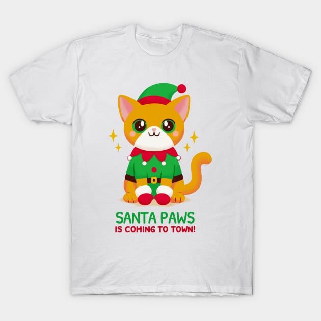 Elf Cat: Santa Paws Little Helper T-Shirt by 1BPDesigns